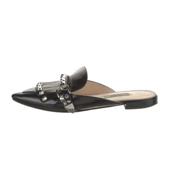 PRADA Leather Studded Mule in Black - Picture 4 of 6
